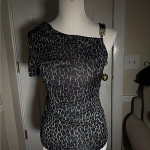 Charlotte Russe Leopard Print One-Shoulder Top
